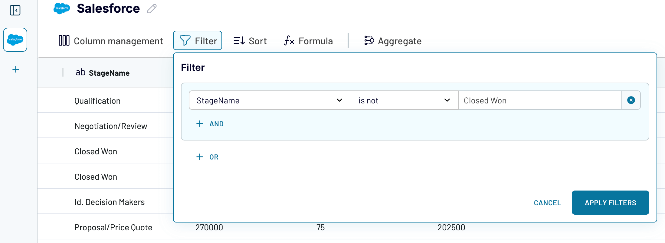 Filtering data extracted from Salesforce with Coupler.io