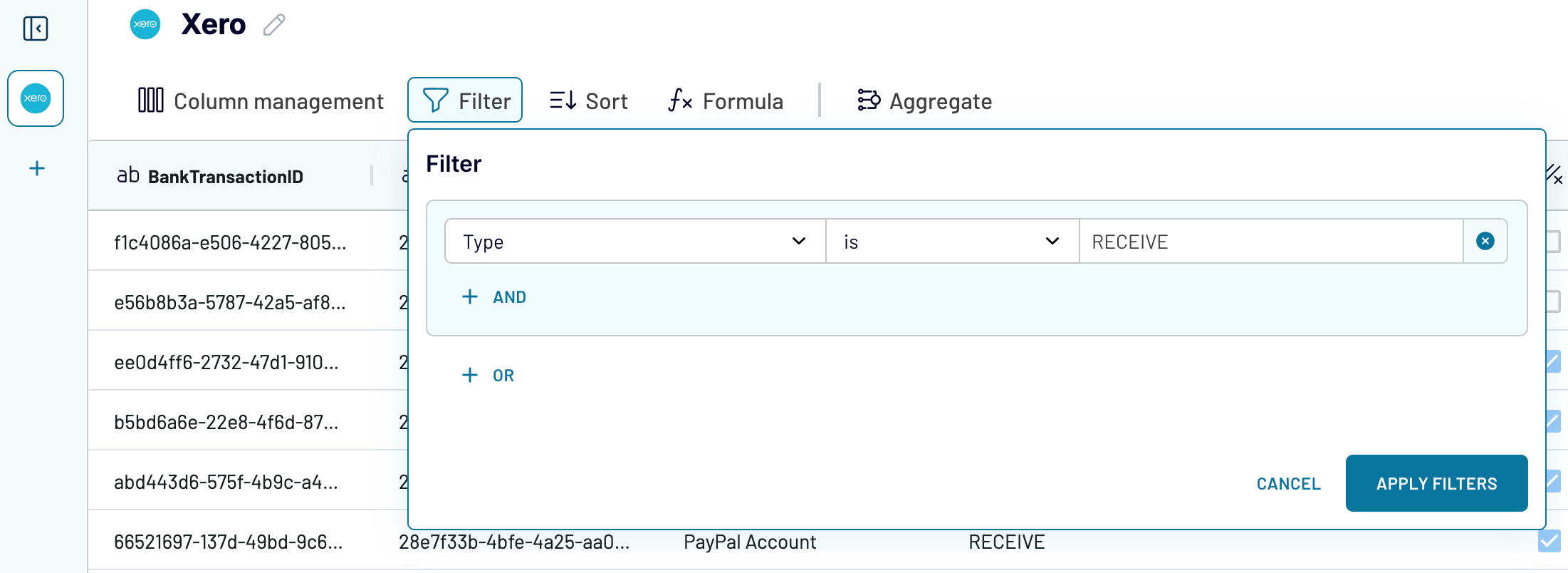 Filtering Xero bank transactions with Coupler.io