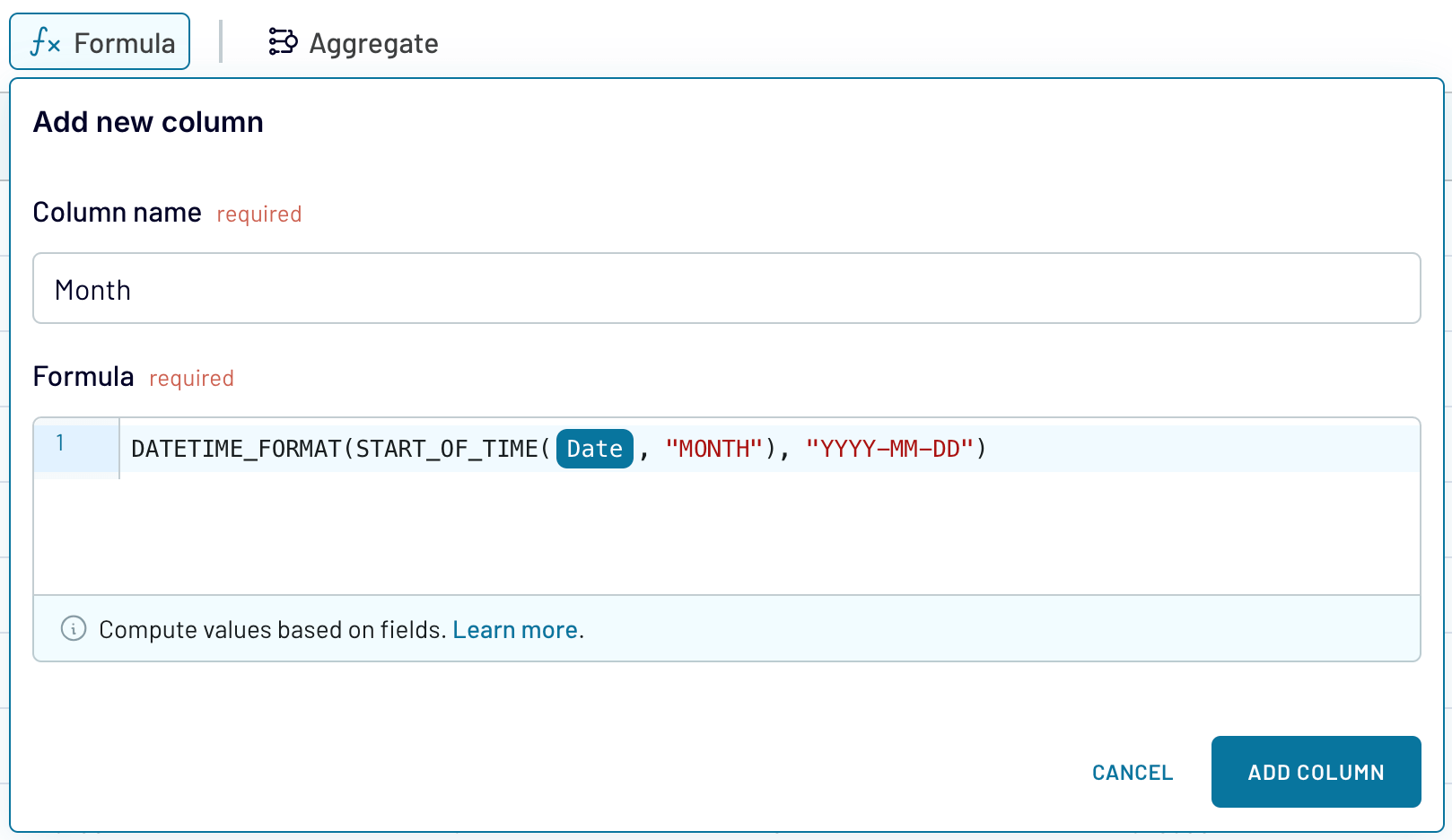 Creating a custom Month metric with Coupler.io