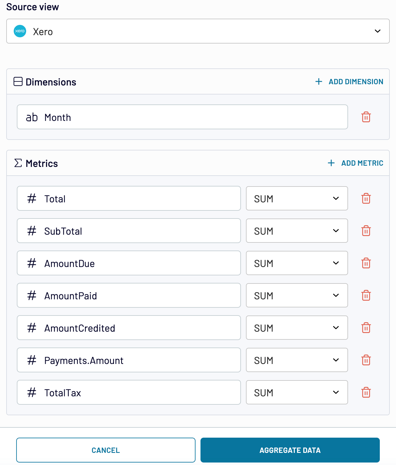 Summing up Xero invoice amounts by month with Coupler.io