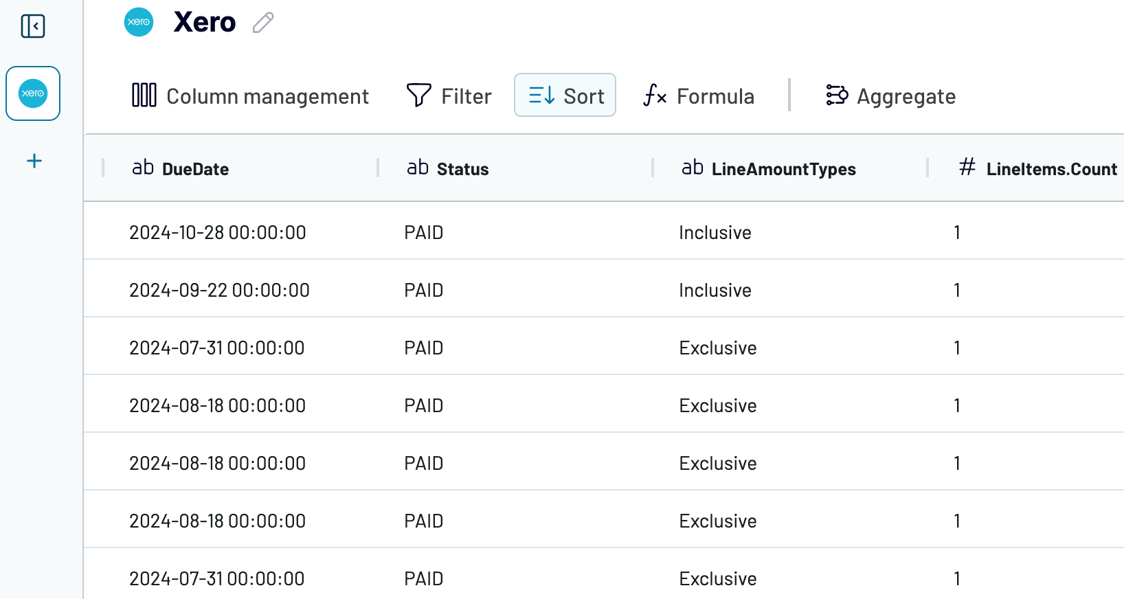 Xero invoices filtered by date using macros in Coupler.io