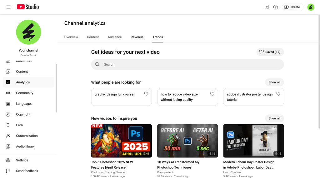 YouTube Studio analytics trends