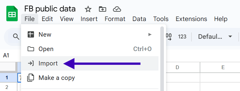 Importing data to Google Sheets