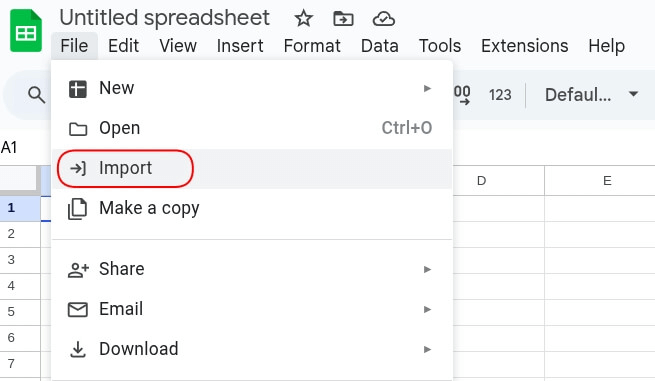 import downloaded file