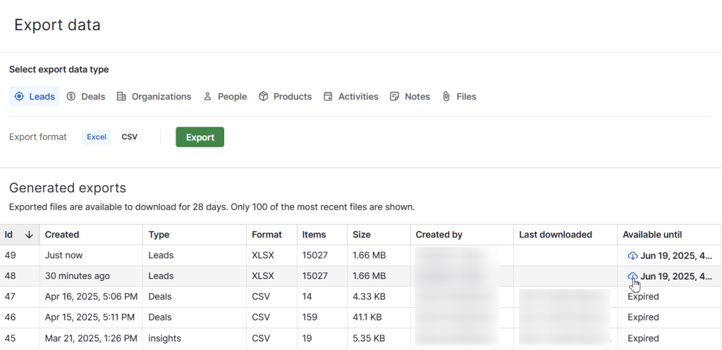 9b pipedrive data backup data export feature options