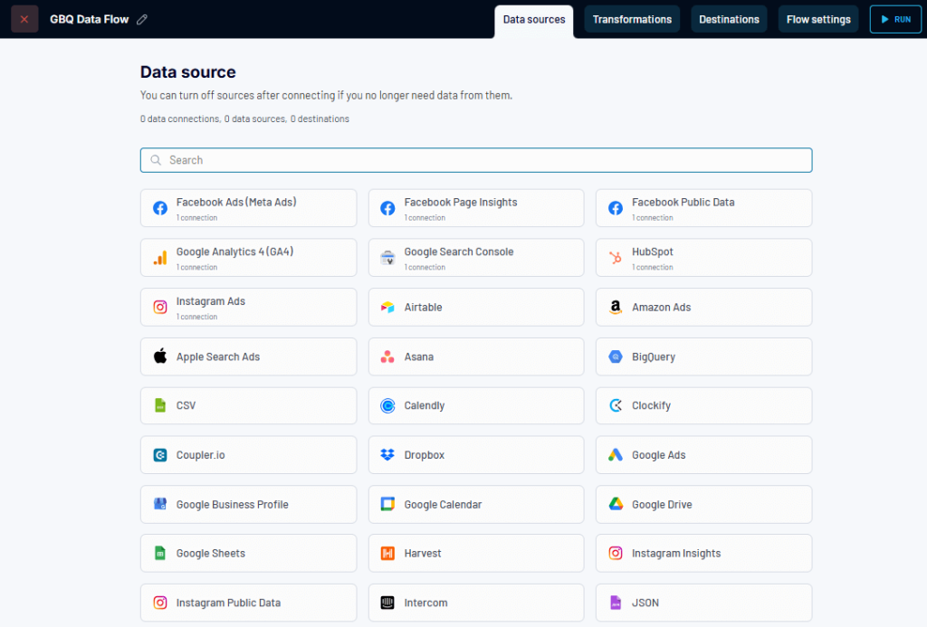 Coupler.io User interface