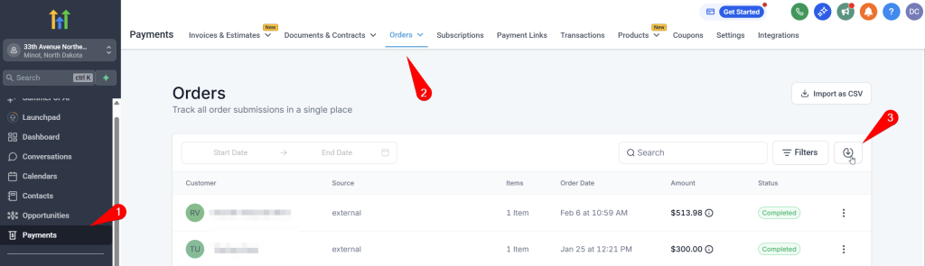 2.2 export orders gohighlevel