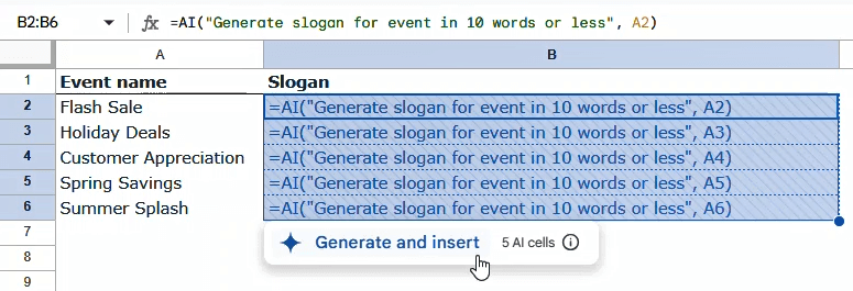 The Generate and Insert button