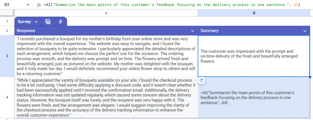 Summarizing info examples