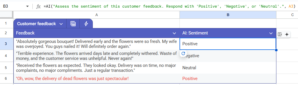 Sentiment analysis examples