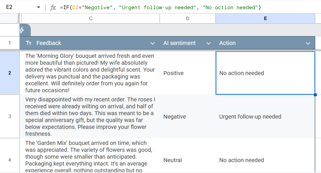 A conditional IF statement on AI output
