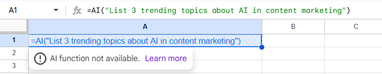 The AI function is not available
